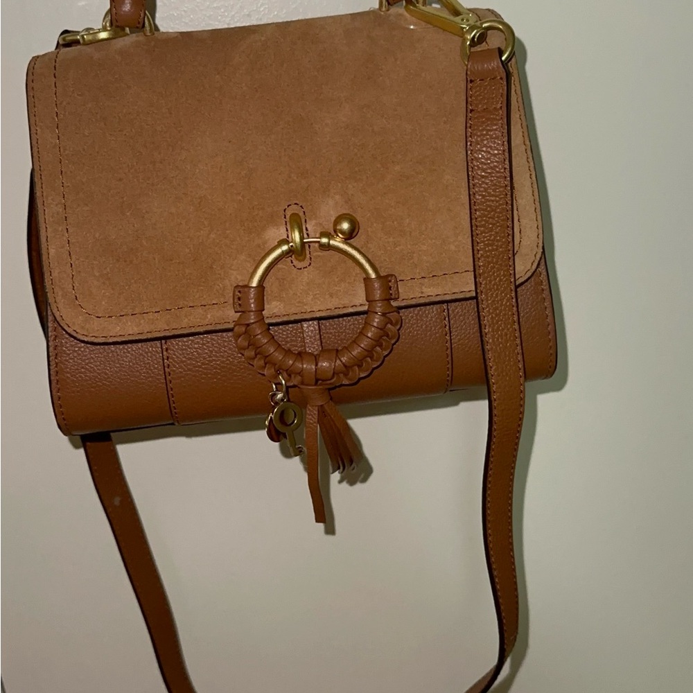 See By Chloe Brown and Gold Crossbody Bag with Flap Closure